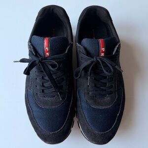 PRADA - Navy & Black Men's Mesh Suede Sneakers
